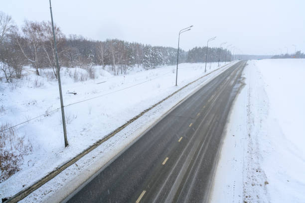 istock Winter road with snow. 1433916326