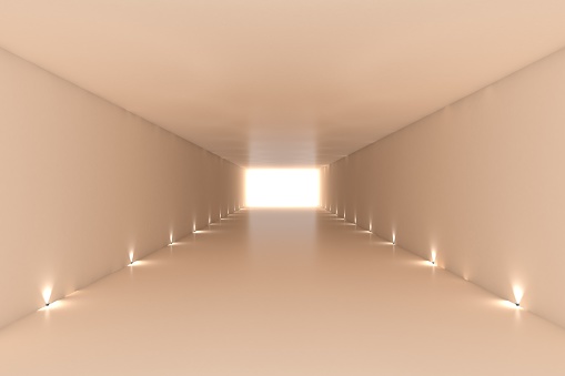 HDRI environment map of white empty room with white wall, floor and ceiling with square embedded ceiling lamps and hidden ceiling lights, 360 degrees spherical panorama background, 3d illustration