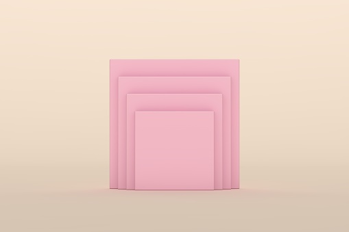 Pink podium and minimal white abstract background, 3d rendering geometric shape, Stage for awards on website in modern.