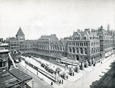 Vintage photograph of Bird's eye view of Crewe railway junction, 1895, 19th Century