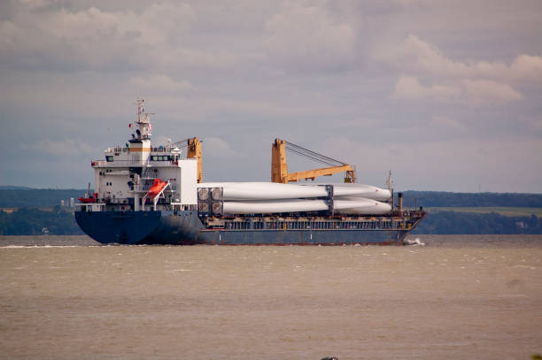 Cargo ship on the Saint Lawrence stock photo