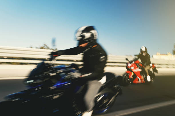 Jerez, Spain; April 26th 2025: Motorcyclist riding a Honda CBR 1000 RR Fireblade on the street.