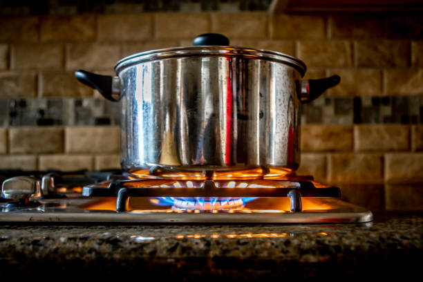 istock Pot heating on natural gas stove 1433941688