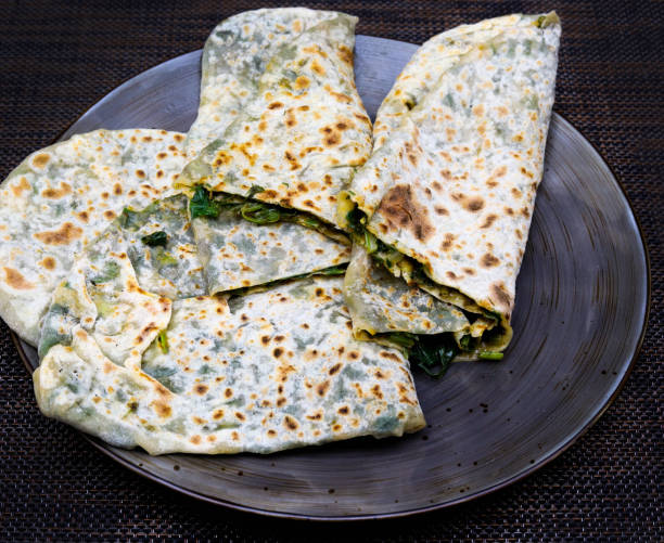 istock Caucasian flatbread with greens 