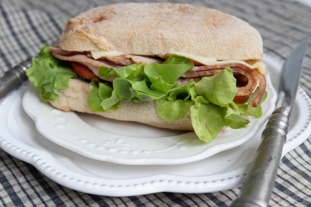 istock Pastrami Ciabatta Sandwich on White background 1433945063