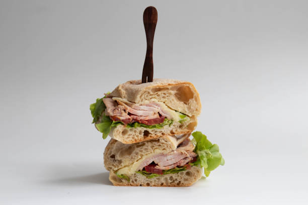 istock Ham and Cheese Sandwich on white background 1433945074