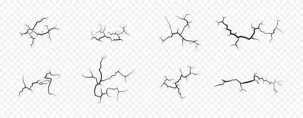 ilustraciones, imágenes clip art, dibujos animados e iconos de stock de conjunto de iconos de grietas. pared agrietada, vidrio, huevo, vidrio. vector eps 10 - caída de la bolsa de acciones