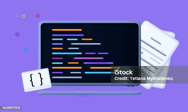 3d Coding Process Software System Task Search For Bugs On Laptop Screen ...