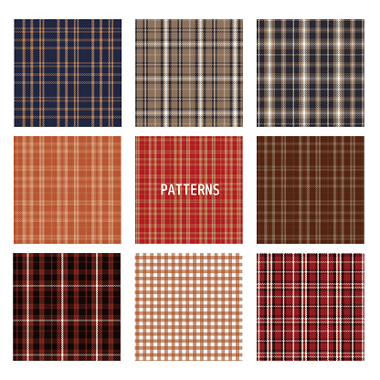 Checked Pattern Fall Checked Pattern Seamless Pattern Set Stock Illustration - Download ...