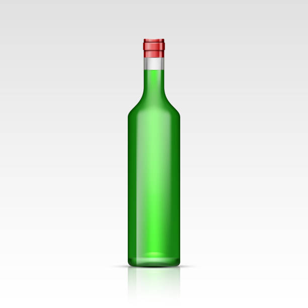 istock Realistic green glass absinthe or rum liquor bottles. Mock up template for alcohol product packing 1434010409