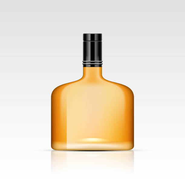 istock Realistic empty brown glass whiskey or brandy bottle. Mock up template blank for alcohol product 1434010423
