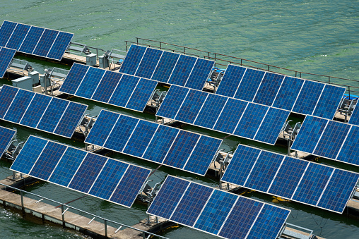 Solar cell panels on water space