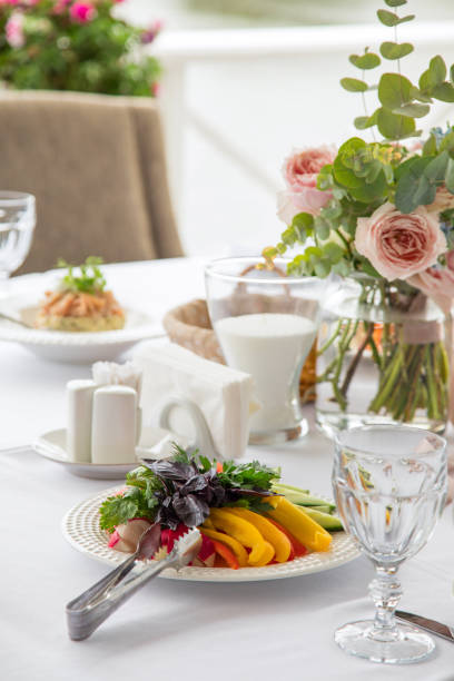 istock white table woth restaurant, ingredient food, Includes a set of Thai dishes on the table. 1434028298