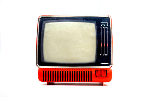 istock Vintage red Television set isolated on white background 1434043561