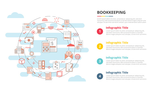 bookkeeping concept for infographic template banner with four point list information vector illustration