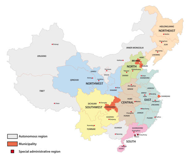 vector map of county level administrative divisions of china - 海南島 插圖 幅插畫檔、美工圖案、卡通及圖標