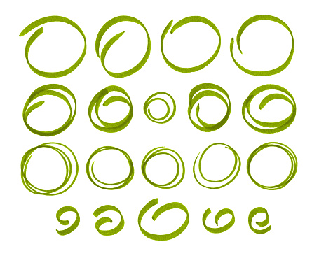 Green marker circles isolated on white background.