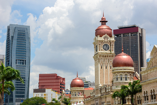 Famous place building Sultan Abdul Samad clock tower with Cityscapes , Kuala Lumpur, Malaysia