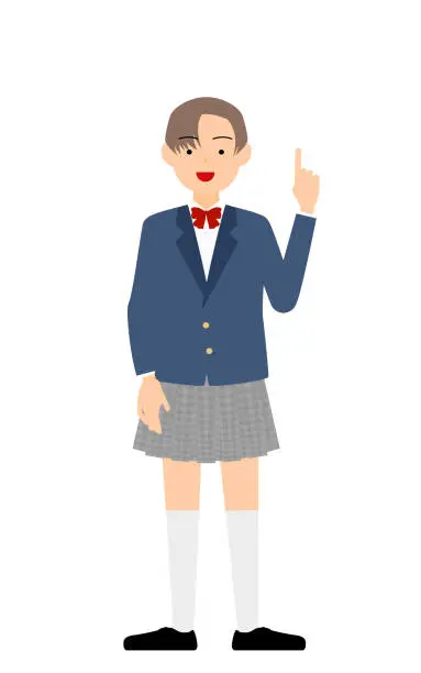 Vector illustration of Genderless, blazer uniform, Pointing and advising