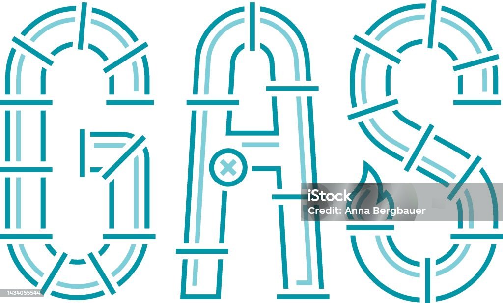Gas Lettering Style Gas Production Gas Industry Concept Creative Lettering Stock ...