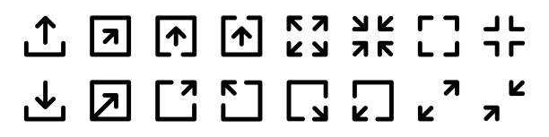Full Screen, Big Small Size, Expand, Reduce, Minimize, Maximize, Frame Icon Set - Vector Illustrations Isolated On White Background