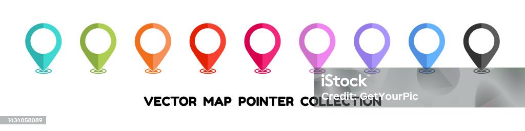 Waypointer Graphic Map Gps Map Pointer Set Colorful Vector Illustrations Isolated On White ...