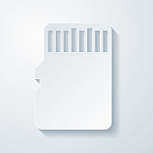 istock Memory card - Micros SD. Icon with paper cut effect on blank background 1434058096