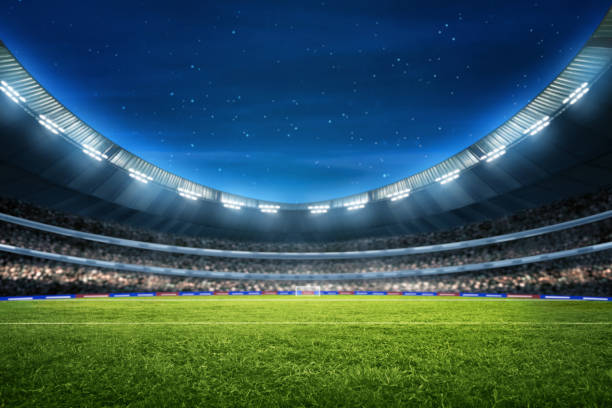 istock Soccer stadium field, soccer background 3d rendering 1434062154