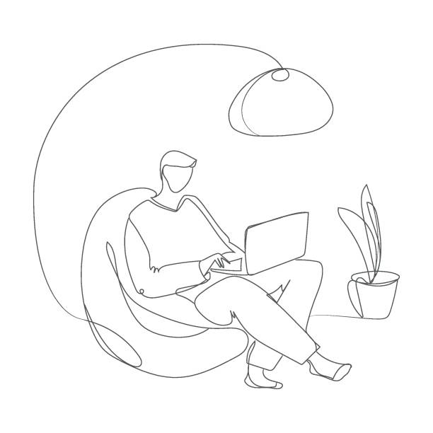 sieć - outline desk computer office stock illustrations