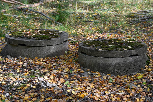 istock two wells made of cement with lids on 1434066002