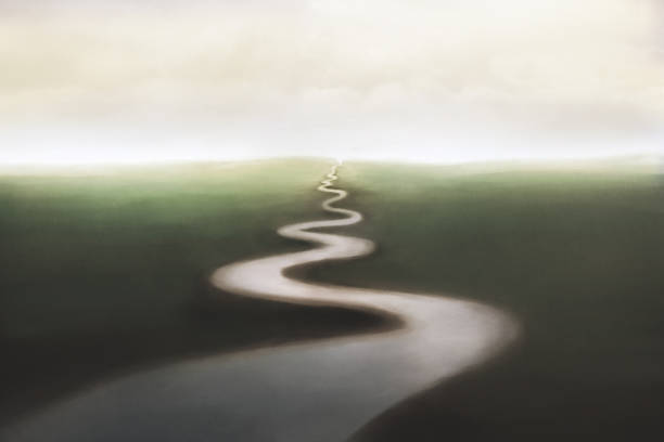 curvy road leading to a destiny of one's life vector art illustration