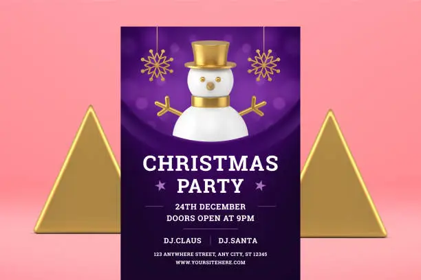 Vector illustration of Christmas festive winter holiday disco night party purple design realistic 3d icon vector