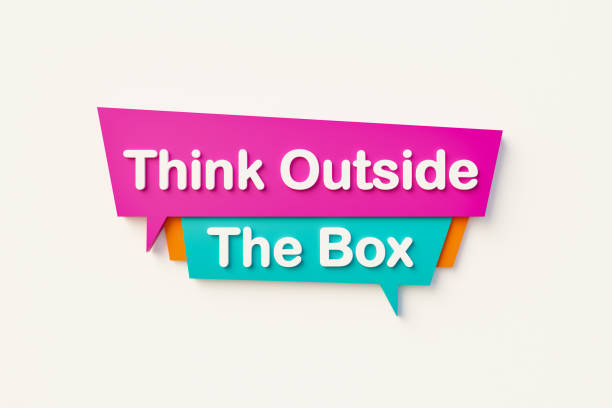istock Think outside the box, cartoon speech bubble. 1434072483