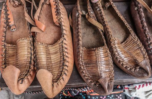Traditional Leather Slippers on Sale in Old Town of Baščaršija, Sarajevo , Bosnia and Herzegovina