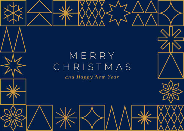 weihnachtskarte mit geometrischer dekoration. - christmas card backgrounds christmas holiday stock-grafiken, -clipart, -cartoons und -symbole