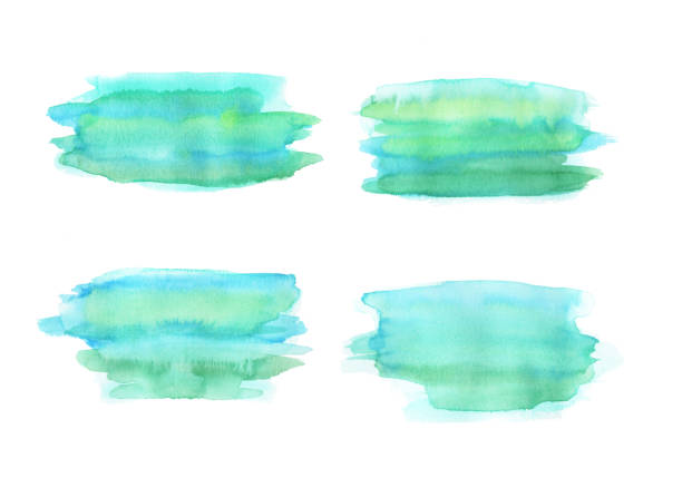 istock Abstract turquoise watercolor stain set. Watercolor hand drawn texture for backgrounds, cards, banners. 1434090170