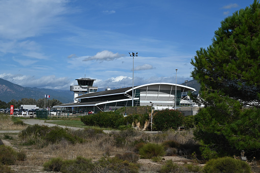 Ajaccio, France, october 1, 2022 : Napoleon-Bonaparte Airport of Ajaccio in Corsica