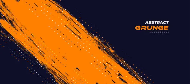 Vector illustration of Abstract Blue and Orange Grunge Background. Brush Stroke Illustration for Banner. Scratch and Texture Elements For Design