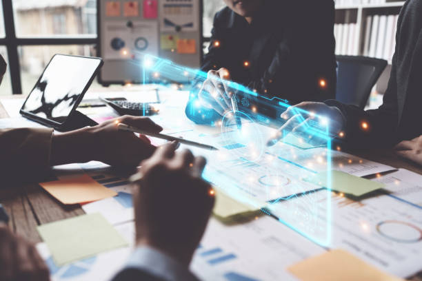 istock Business teamwork analyzing future digital marketing strategies. digital and big data concept 1434098719