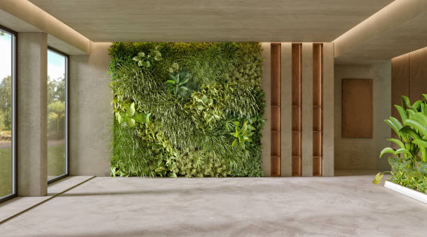 istock Vertical Green Wall in a living room interior, 3d render 1434100862
