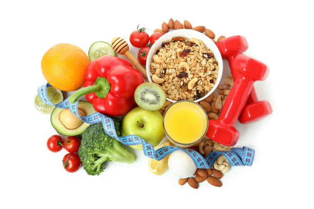 istock Healthy nutrition accessories isolated on white background 1434103541