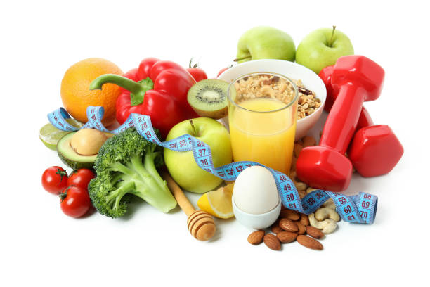 istock Healthy nutrition accessories isolated on white background 1434103907