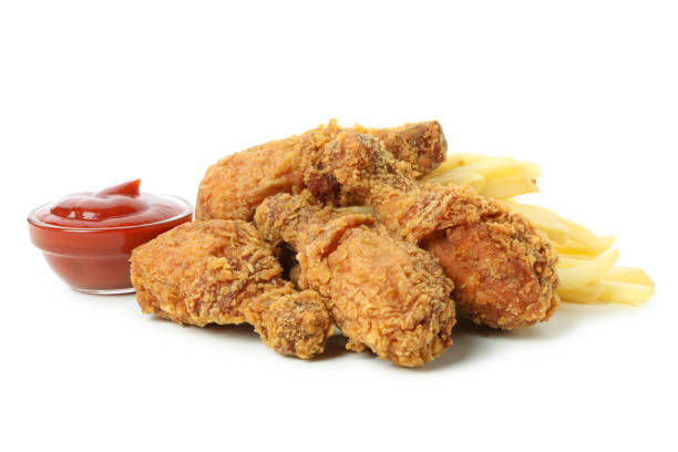istock Tasty fried chicken isolated on white background 1434105290