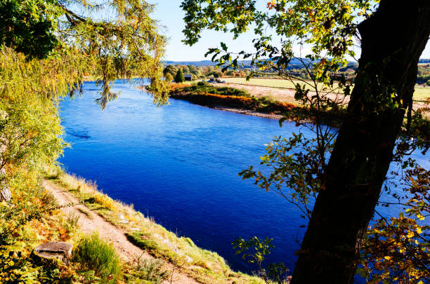 The Dee River at Banchory in the Aberdeenshire region of Scotland.