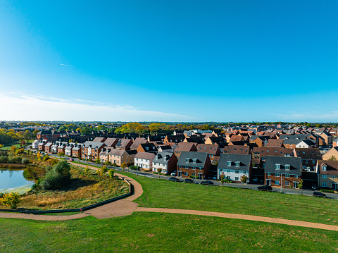 Aerial video shooting in Newton Leys, Milton Keynes, UK