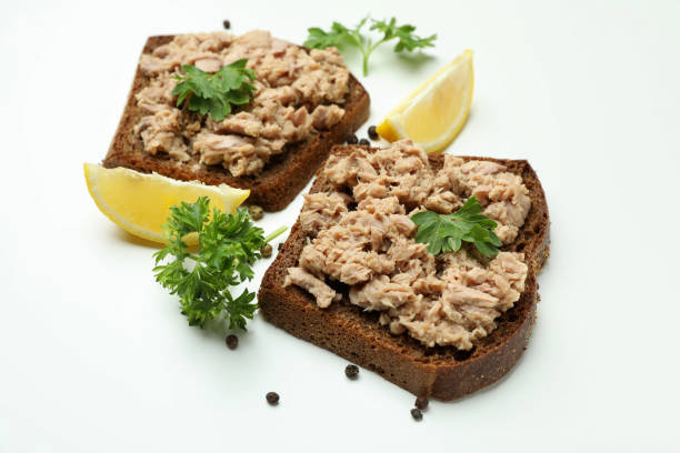istock Sandwiches with canned tuna on white background 1434110306