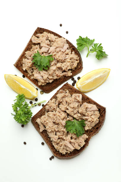 istock Sandwiches with canned tuna on white background 1434110619
