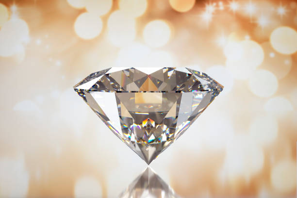 diamante sobre fondo dorado - diamond jewelry gem diamond shaped fotografías e imágenes de stock