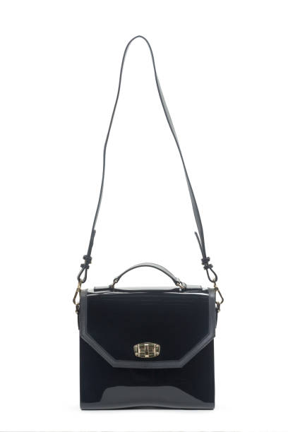 istock Black leather female handbag isolated on white background 1434115948