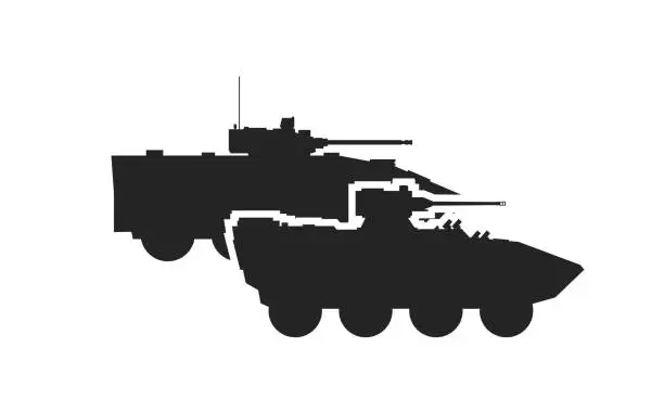 Vector illustration of two armored assault vehicles icon. armoured personnel carriers. vector military image